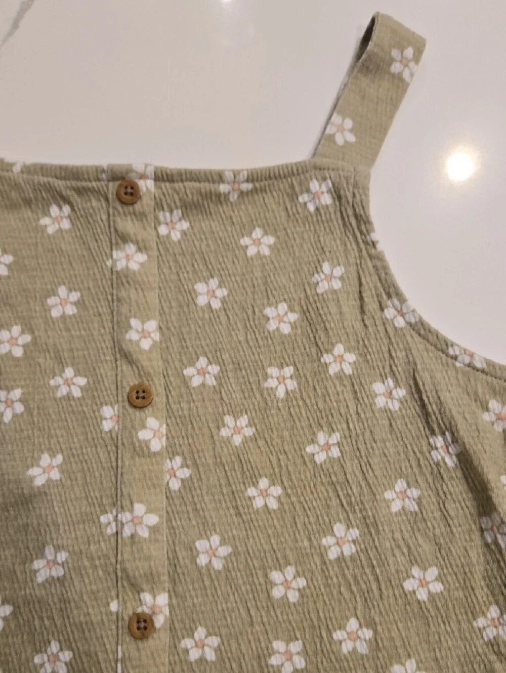 Girls Carter's Olive Green Floral Button Down Ruffle Tank